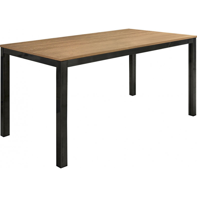 2210  Tavolo allungabile con base in metallo e piano in melaminico rovere