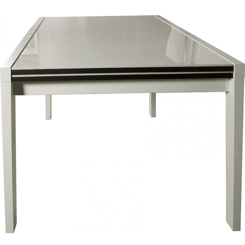 2219 Extending table, white or charcoal grey sliding shiny tops