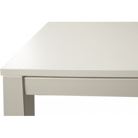 2234  Tavolo allungabile con base in acciaio, piano in melaminico frassino bianco