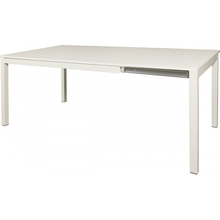 2234  Tavolo allungabile con base in acciaio, piano in melaminico frassino bianco
