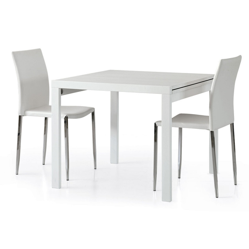 2236  Tavolo allungabile con base in faggio, piano in melaminico bianco o grigio