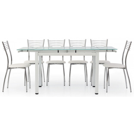 2246  Tavolo allungabile con piano in vetro temperato bianco o grigio