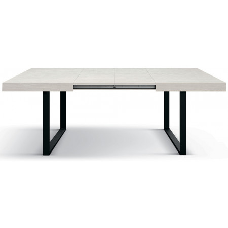2318  Tavolo allungabile con base in metallo e piano in melaminico rovere, grigio, o bianco