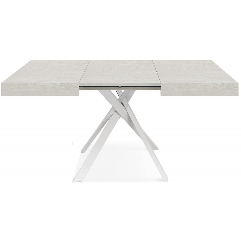 2321  Tavolo allungabile con base in metallo e piano in melaminico frassino bianco