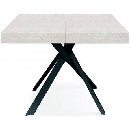 2321  Tavolo allungabile con base in metallo e piano in melaminico frassino bianco