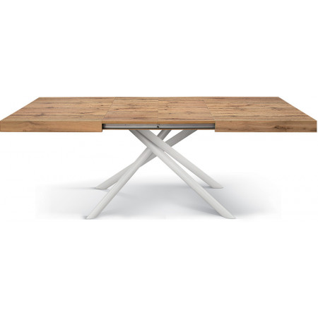 2325  Tavolo allungabile con base in metallo e piano in melaminico rovere