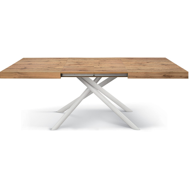 2325  Tavolo allungabile con base in metallo e piano in melaminico rovere