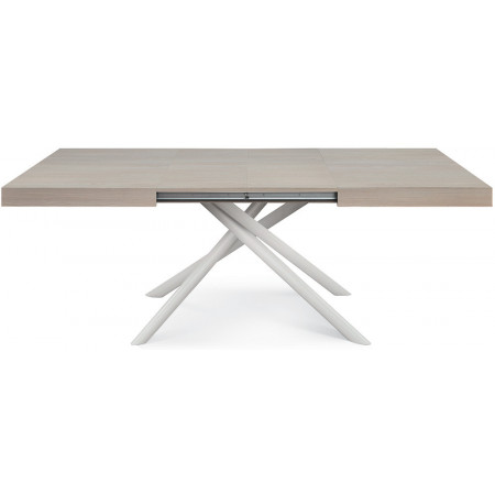 2326  Tavolo allungabile con base in metallo e piano in melaminico olmo perlato