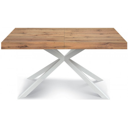 2329  Tavolo allungabile con base in metallo e piano in melaminico rovere