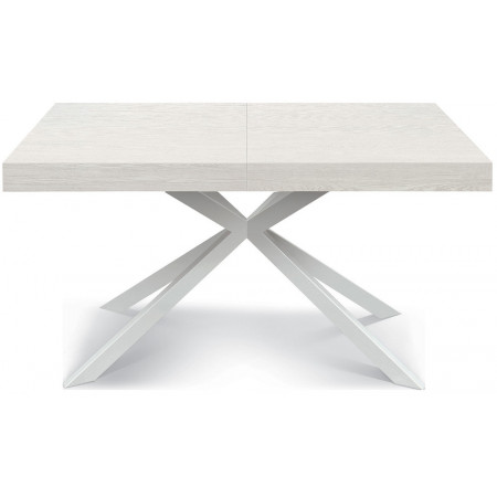 2332  Tavolo allungabile con base in metallo e piano in melaminico frassino bianco