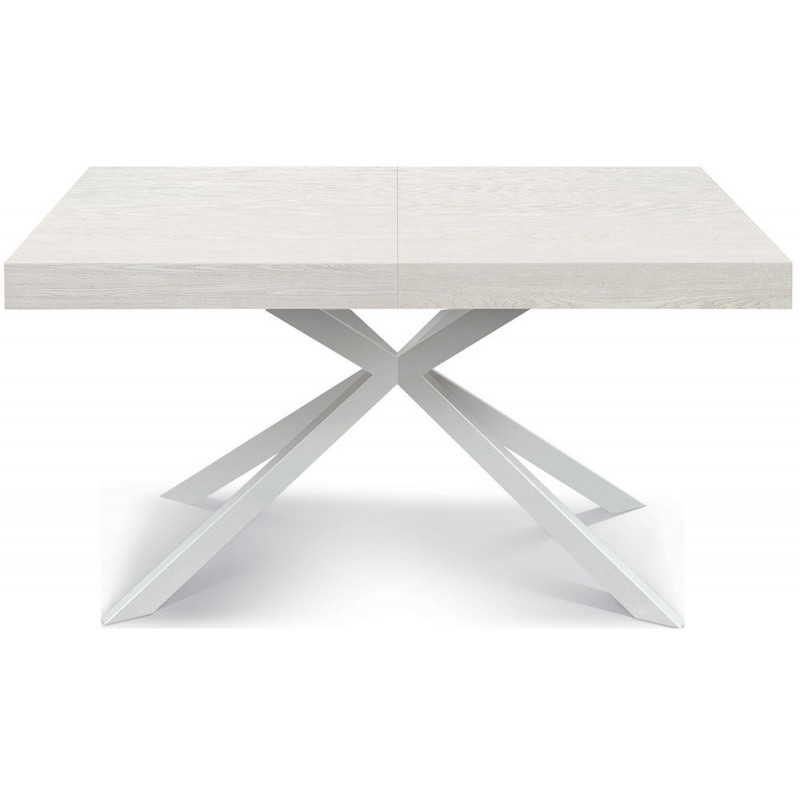 2332  Tavolo allungabile con base in metallo e piano in melaminico frassino bianco