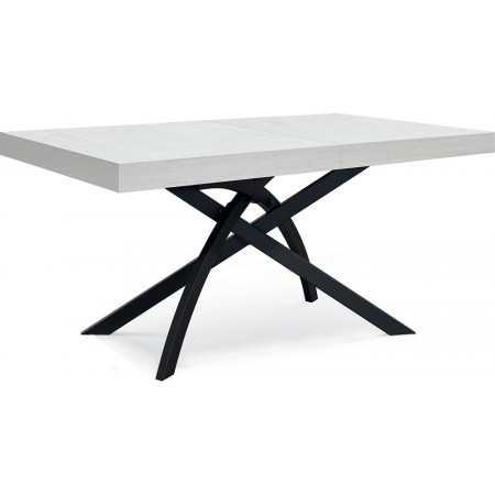 2341  Tavolo allungabile con base in metallo, piano in melaminico bianco, cemento, o acciaio ossidato
