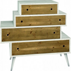 2171 Brushed fir wood chest of drawers furniture, white, natural, two tone finished