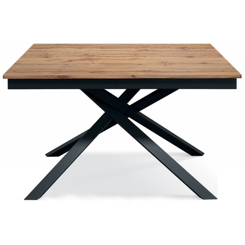 2344  Tavolo allungabile con base in metallo piano in melaminico rovere