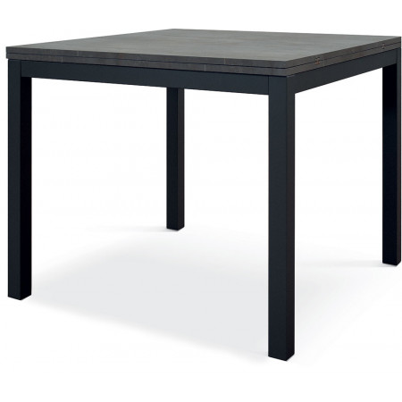 2352  Tavolo a libro o allungabile con base in metallo e piano in melaminico acciaio ossidato