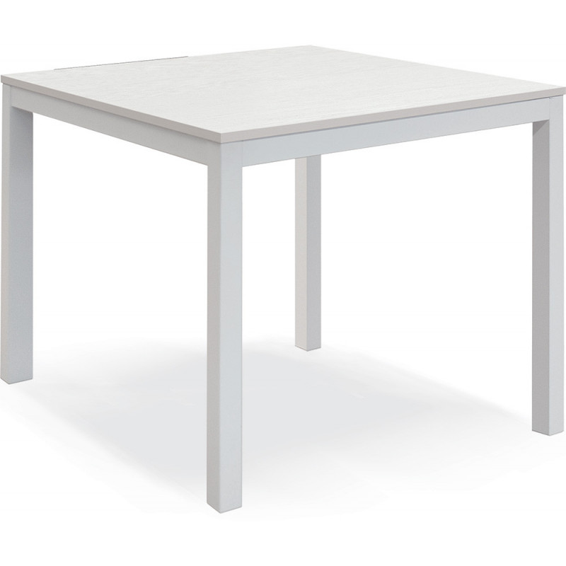 2355  Tavolo a libro o allungabile con base in metallo e piano in melaminico frassino bianco