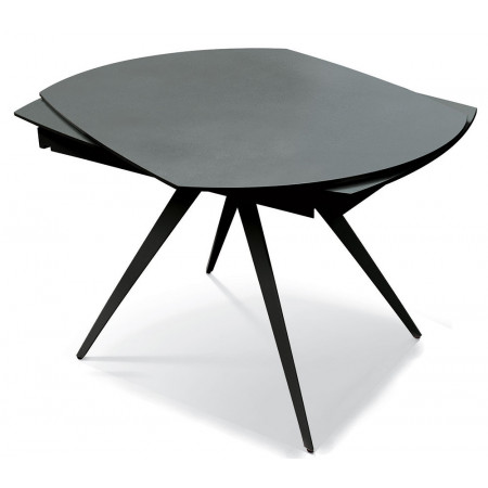 2358  Tavolo allungabile con base in metallo e piano rotante in ceramica grigio graffite