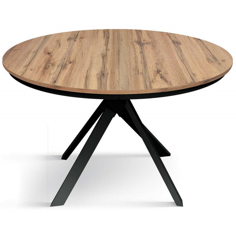 2359  Tavolo allungabile con base in metallo e piano in melaminico rovere