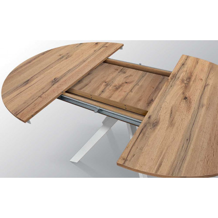 2359  Tavolo allungabile con base in metallo e piano in melaminico rovere