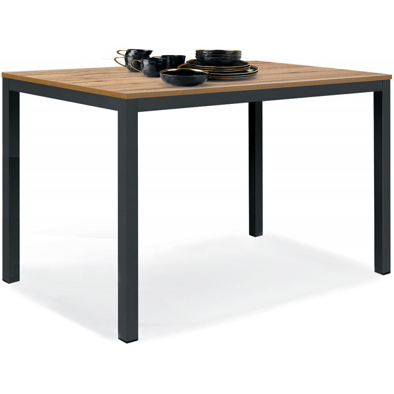 2363  Tavolo fisso con base in metallo e piano in melaminico rovere, cemento , o bianco