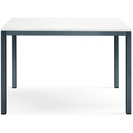 2363  Tavolo fisso con base in metallo e piano in melaminico rovere, cemento , o bianco