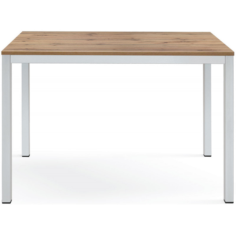 2364  Tavolo fisso con base in metallo e piano in melaminico rovere, cemento , o bianco