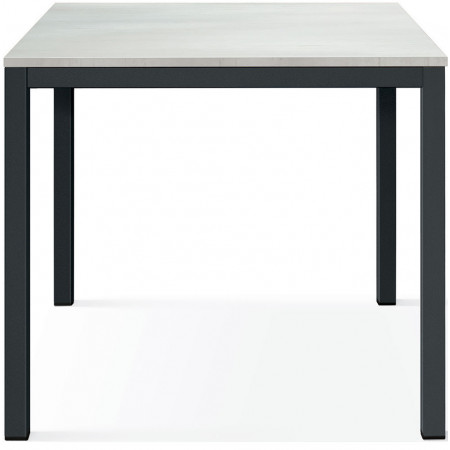 2365  Tavolo fisso con base in metallo e piano in melaminico rovere, cemento , o bianco