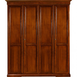 2185  Raw or finished poplar wood/tanganyika 4 doors wardrobe, to be assemble, finishes to choice