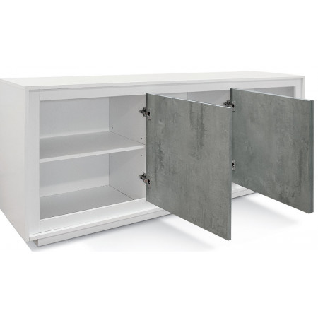 2388  Mobile credenza 2 o 3 ante in melaminico frassino bianco con porte cemento