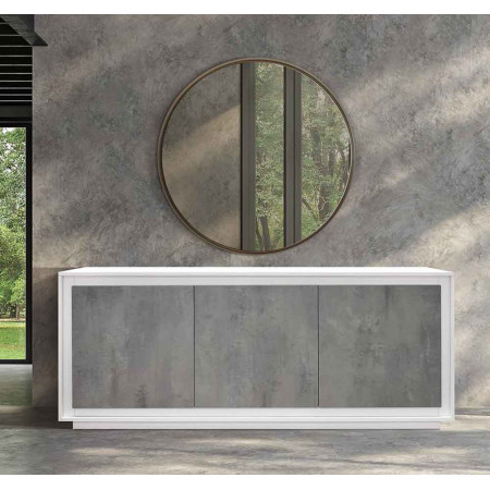 2388  Mobile credenza 2 o 3 ante in melaminico frassino bianco con porte cemento