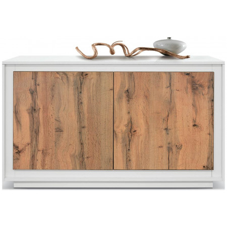 2390  Mobile credenza 2 o 3 ante in melaminico frassino bianco con porte in rovere