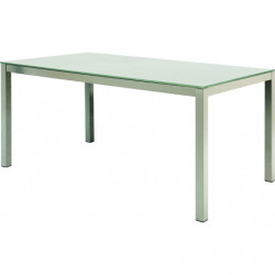 2194 Extending table with metal base and tempered grey glass top