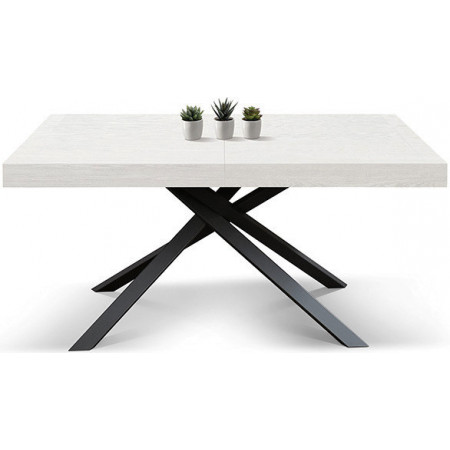 2395  Tavolo allungabile con base in metallo e piano in melaminico frassino bianco