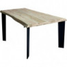 2201 Table with metal base, and solid lamellar durmast wood top