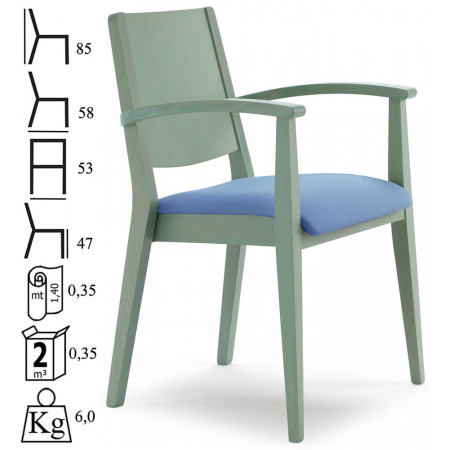 587LT/C  Raw or finished beech wood armchair , finishings to choice