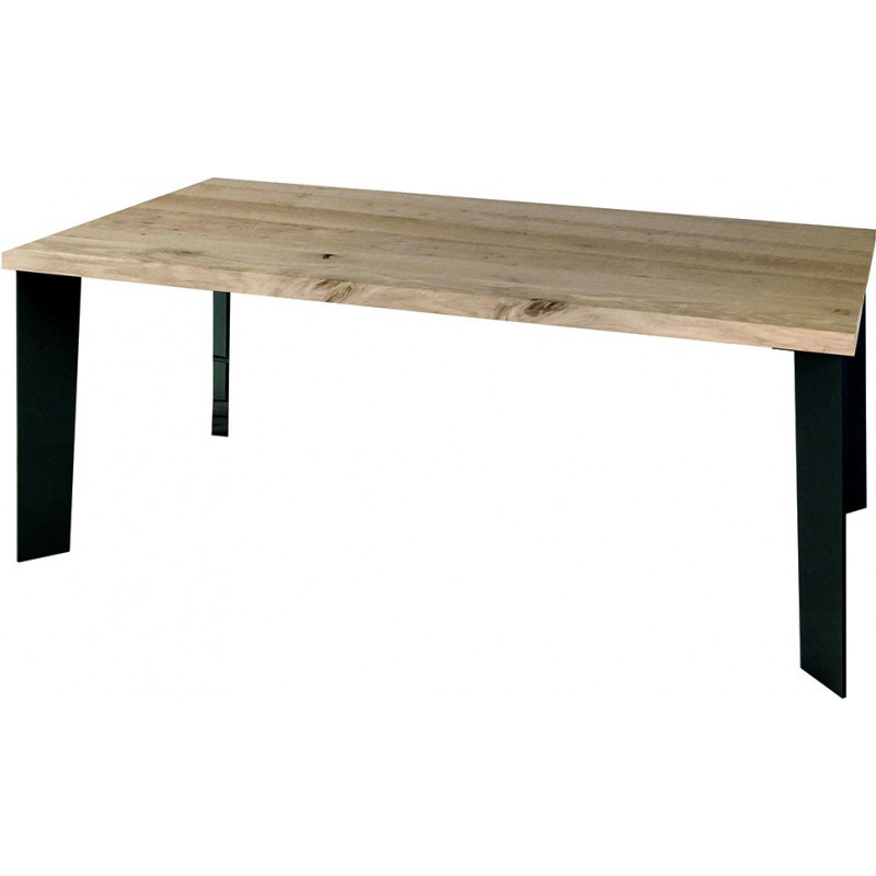 2202 Table with metal base and durmast wood veneered top